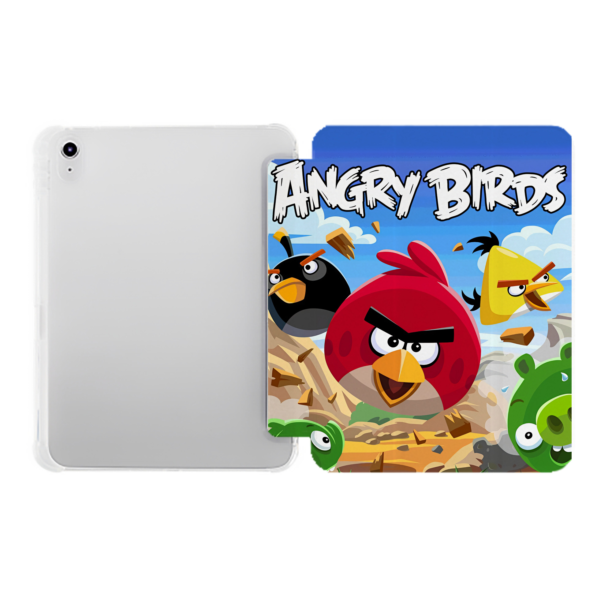 （画像用） Angry Birds アングリーバード IPad ケース ペン収納付き 三つ折りスタンド PUレザー×シリコン 対応機種9.5/10.5/10.9インチ